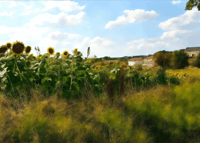 Sauvagnas - Champs de Tournesols - Vue d'artiste