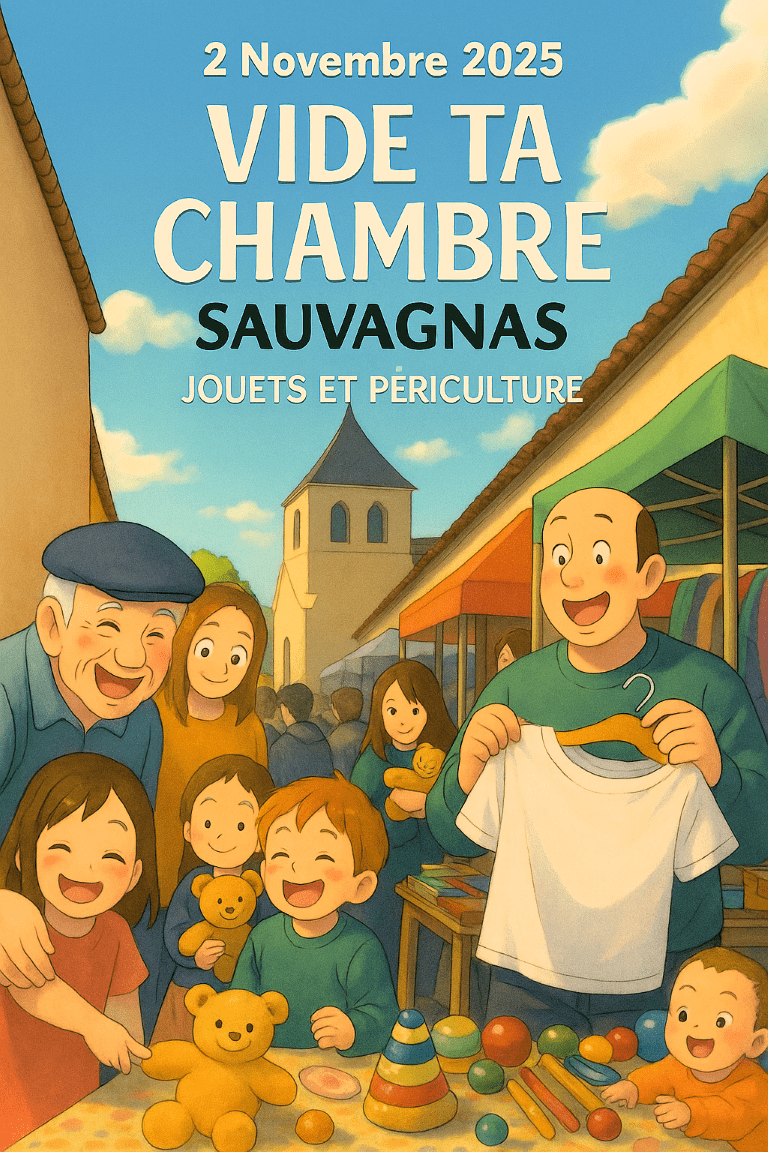 Affiche vide grenier Sauvagnas 2025